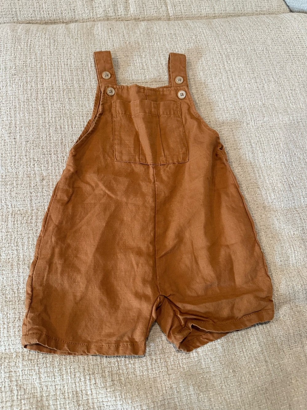 Zara Rust Brown Linen Romper 12 - 18 months